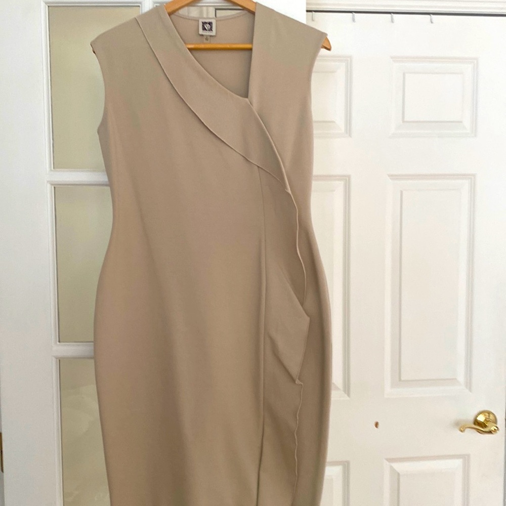 Dressy stretchy camel color classy dress